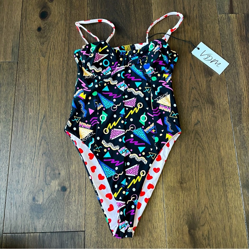 NWT. Revolve VDM the label, one piece swimsuit, 90s print size small